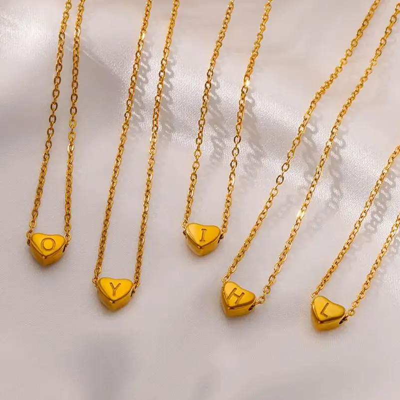 Tiny Jewelry For Women Gold Color Stainless Steel Engraved Initial A-Z