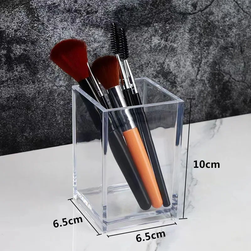 3 Holes Transparent Cosmetic Makeup Acrylic Makeup Brush Tool Storage Box Case Make-up Brush Holder Table Organizer Makeup Tool 4