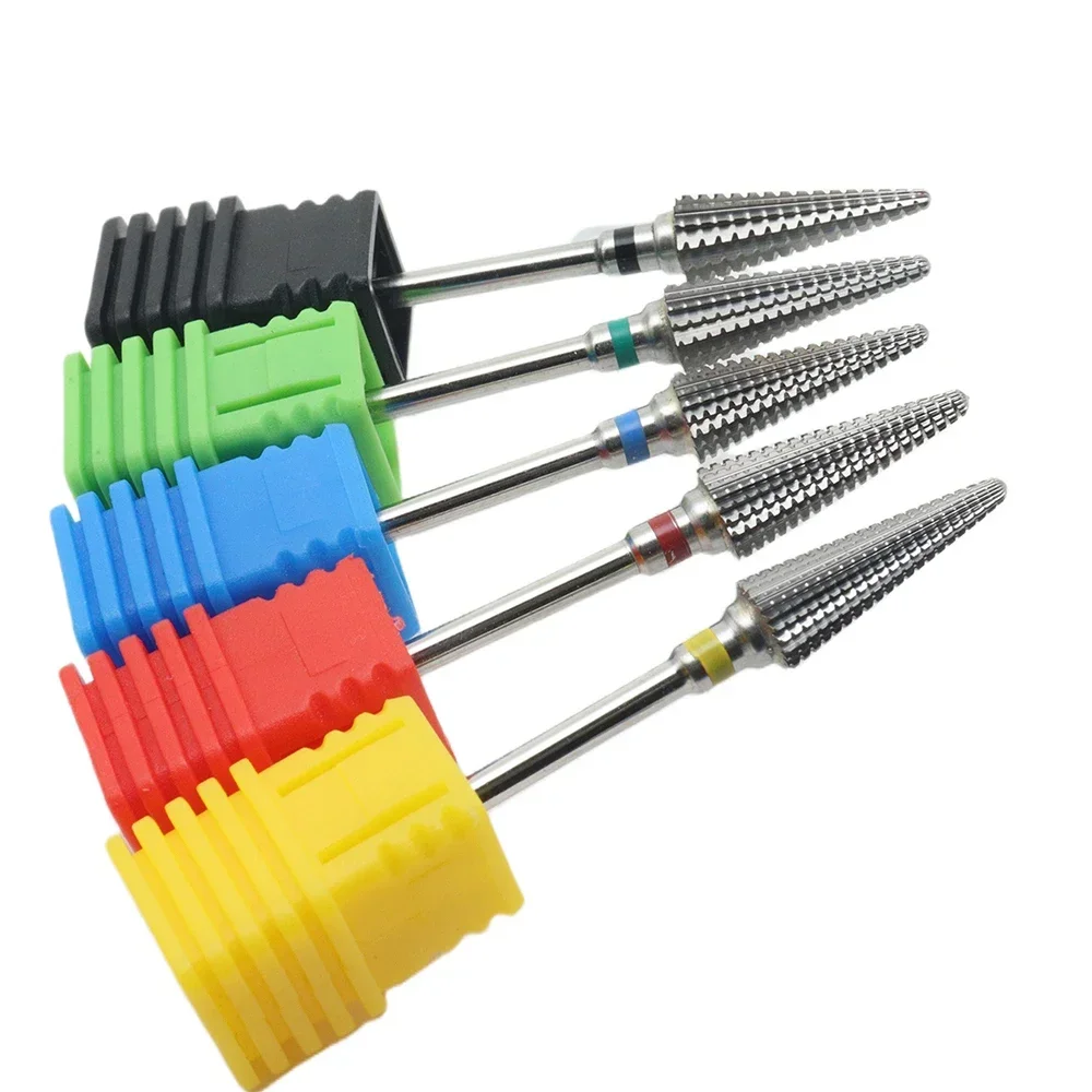 Nail Drill Bit 5-in-1 Carbide Professional Tungsten Steel Gradient Teeth Design for Pre-treatment and Removal 1pc