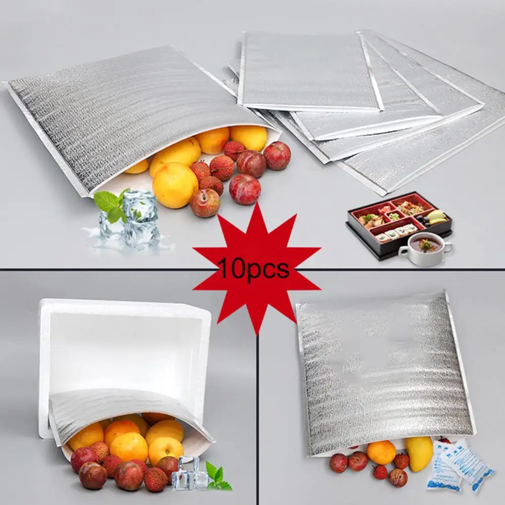 10Pc Aluminum Foil Insulated Food Storage Ice Bag Picnic Bags Thermal Lunch Bag Folding Bento Bag Camping Food Pouch Picnic Bag 5
