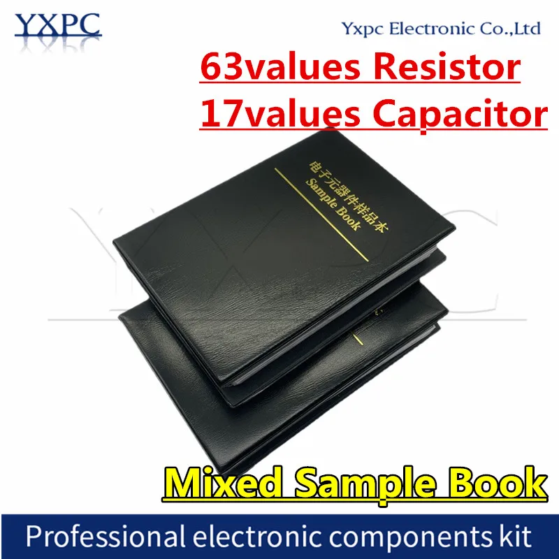 63values Resistor 17values Capacitor Mixed Sample Book 1206 0805 0603 0402 0201 Capacitors Resistors 0 ~2M ohm Assortment Kit 63values resistor 17values capacitor mixed sample book 0201 0402 0603 0805 1206 capacitors resistors assortment kit