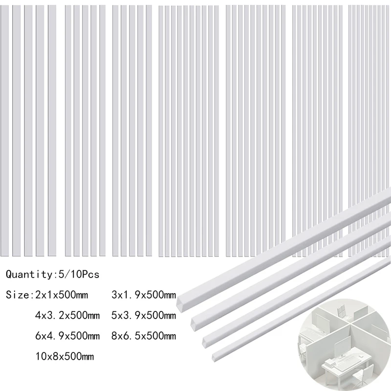 5/10pcs ABS Square Plastic Pipe For DIY house sand table model building