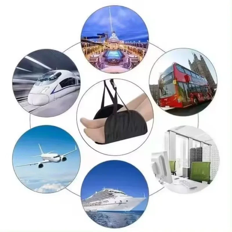 1/3PCS Travel Hammock Suspended Adjustable Office Hammock with Airplane Footrest for High Speed Rail Car Outdoor Furniture 5
