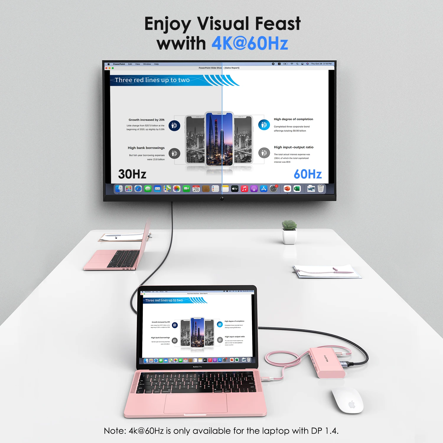 Hub USB-C LENTION 8-en-1 : HDMI 4K 60Hz, 2xUSB-C, 2xUSB-A 3.0, SD/TF, PD 100W