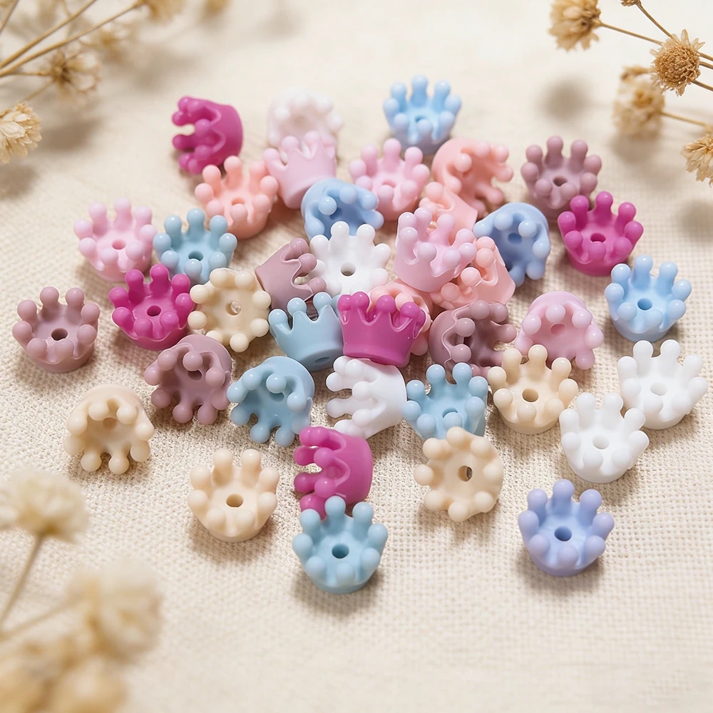 LOFCA 20pcs 부드러운 새로운 실리콘 작은 크라운 초점 치아발육 구슬 세트 DIY 팔찌 목걸이 쥬얼리 공예 액세서리