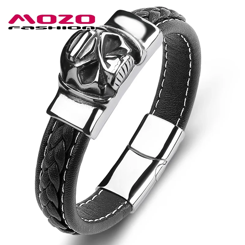 

Punk Style Skeleton Leather Bracelet for Men, Cuff Bangle, Jewelry Accessories, Stainless Steel Charm, Multi Color, Dropshipping