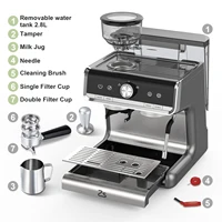Espresso Coffee Machine,with 20 Bar Semi-Automatic,Grinder, Milk Frother Steamer Wand, 2.8 L Water Tank, PID Temperature Control 1