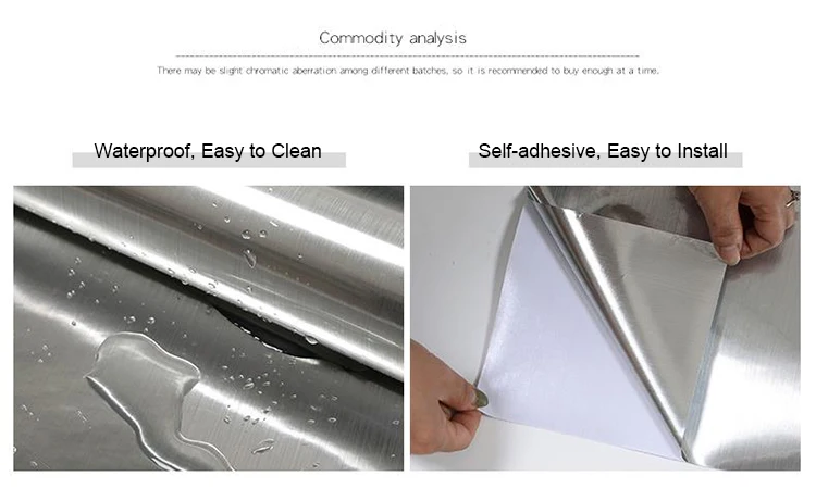 Description Picture 4 of itemSelf-Adhesive Waterproof oil-proof freezers Refurbished kitchen cabinets cooktop stickers elevator wallpaper metal brushed film