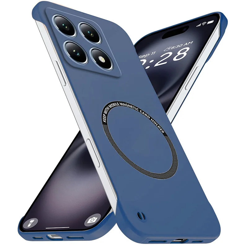Magnetic Slim Frameless Phone Case - Matte Anti-Scratch Hard Cover, Shockproof Armor