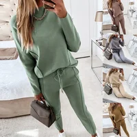 Automne femmes survêtement sweat cordon pantalon costume femme 2022 mode dames décontracté ample à manches longues pull ensemble de sport 6