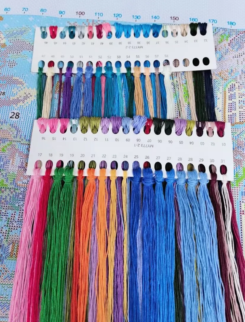 9ct 60x80cm Fireworks Street Printed Kits Cross Stitch Embroidery DIY Chinese Style Needlework Set Home Decor Crafts