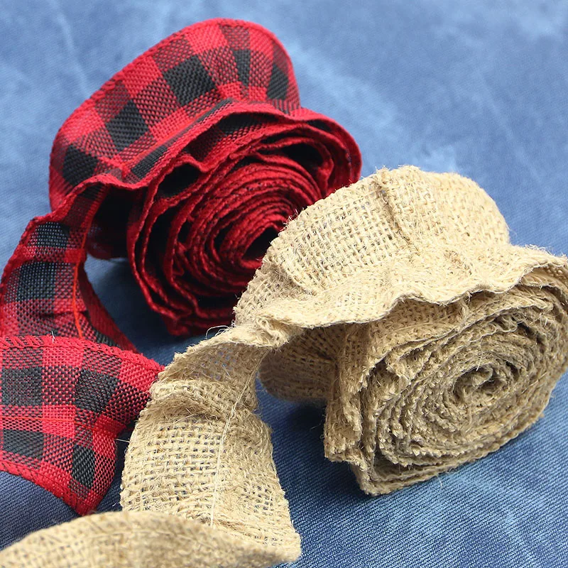 (2 Meters/roll) 5cm Grid Christmas Tree Wreath Lace Decoration Retro Desktop Home Sewing Decorations Handmade DIY