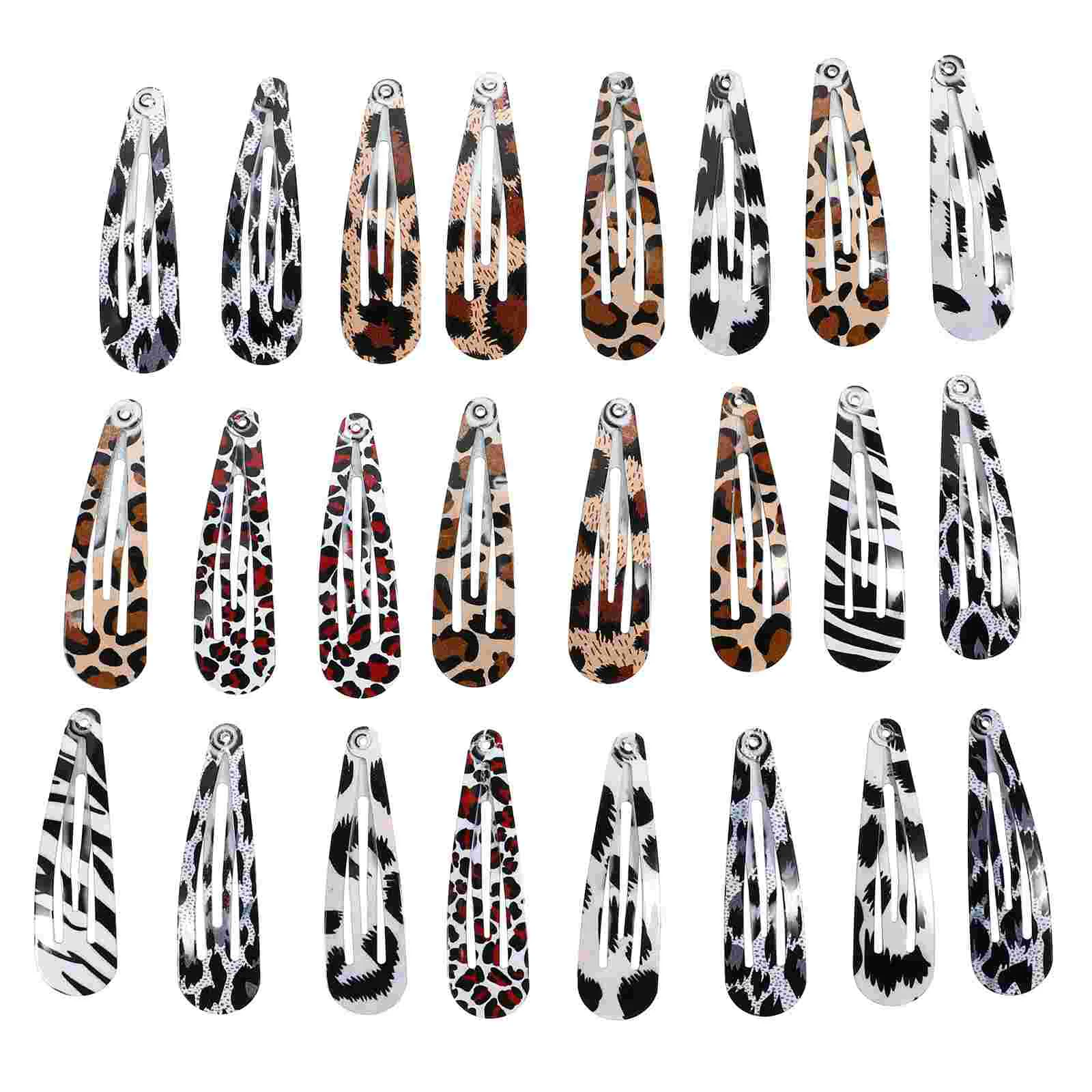 

24 Pcs Hair Barrettes Stocking Stuffer Hairpin Bangs Clip Button Leopard Snap Miss