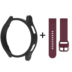 Elegant Strap and Protective Case with Hollow Bumper for Galaxy Watch 4 40mm (Black Wind Red)