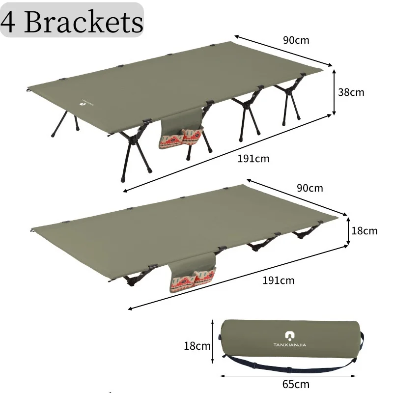 Cama de campamento, cuna ultraligera para acampar, cama plegable de aleación de aluminio, tienda de campaña ligera para exteriores, cama para tienda de campaña para almuerzo con autoconducción
