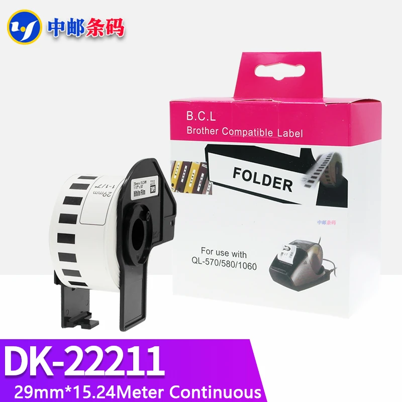 

1 Roll Generic DK-22211 Label 29mm*15.24M Continuous Compatible for Brother Printer QL-570/700 Include Plastic Holder