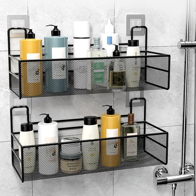 Shower Toilet Soap Shampoo Rack Wall Hanging Bathroom Storage Organizer  Shelves