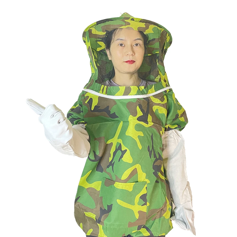 1PCS Beekeepers Imker Camouflage Breathable Protect Cloth Hooded Veil Gloves Anti Bite Honey Collect PrBeekeeping Farm Supplies
