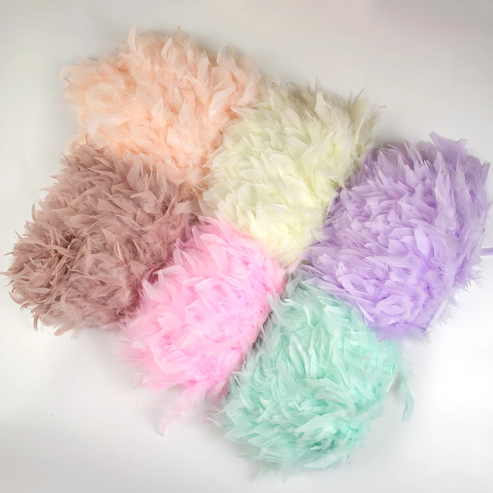 바느질 하이 퀄리티 터키 깃털 트림, 흰색 깃털 장식, DIY 의류 액세서리, 웨딩 파티, 10-15cm, 1m