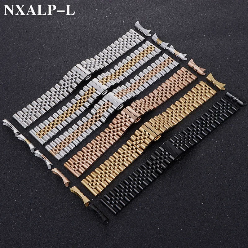 Premium Curved End Stainless Steel Watch Band with Butterfly Buckle