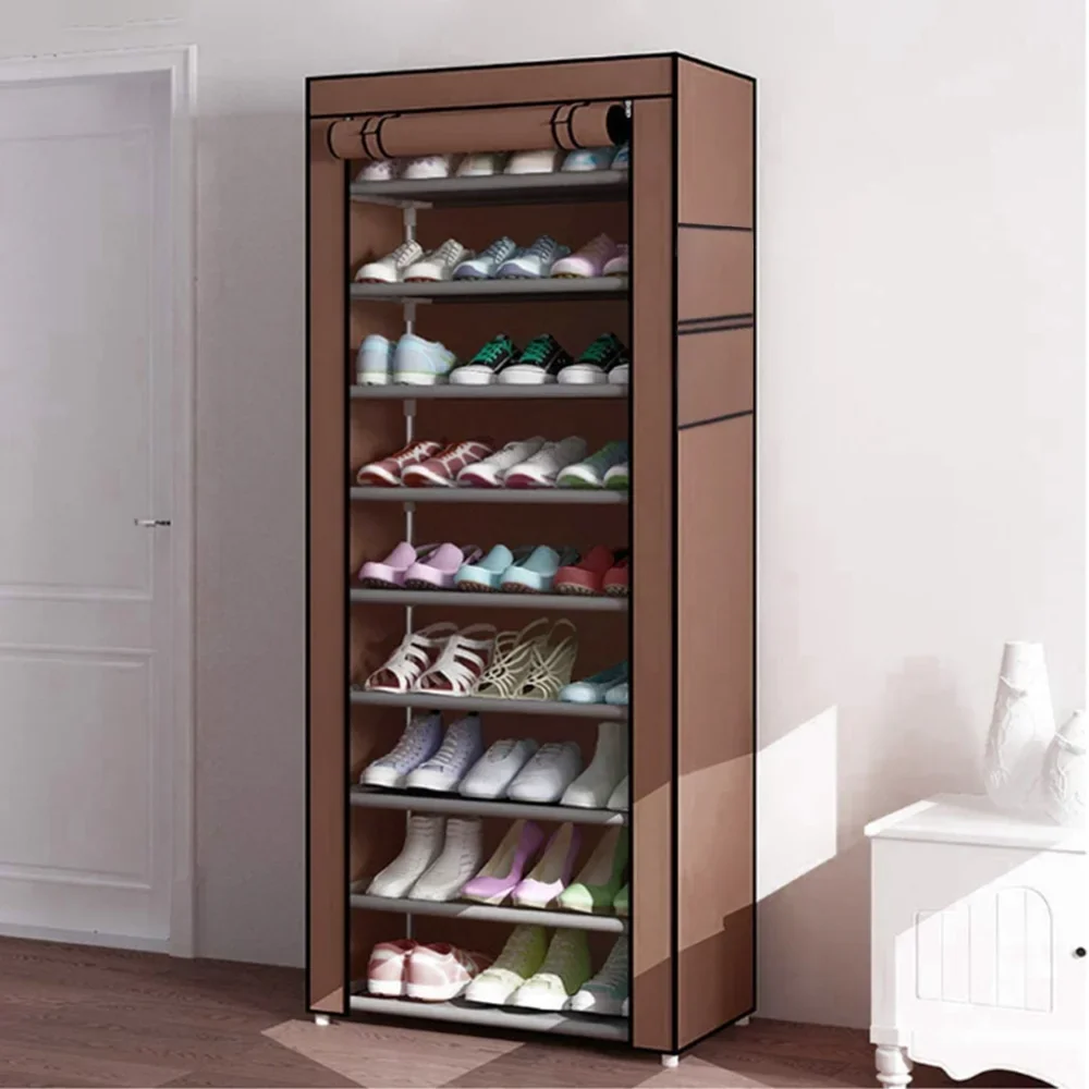 

10 Tier Shoe Rack, Shoe Storage Cabinet with Dustproof Cover, Free Standing Shoe Storage Organizer for Closet, Entryway