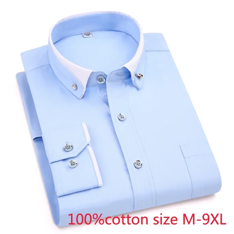 

new arrival Spring autumn men formal Extra Large Pure Cotton long sleeve Shirts high quality plus size M- 6XL 7XL 8XL 9XL