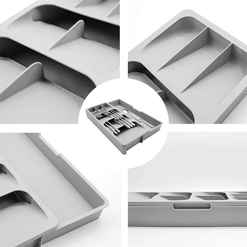 Multipurpose Cutlery Silverware Kitchen Utensil Drawers Organizer Block Holder Knives Forks Spoon Spice Bottle Storage Rack Tray 2