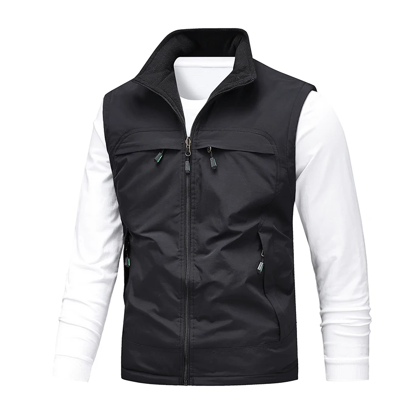 Outdoor Reversible Fleece Sports Fishing Casual Windproof Sleeveless Vest Comfortable Breathable Camping Vest Male