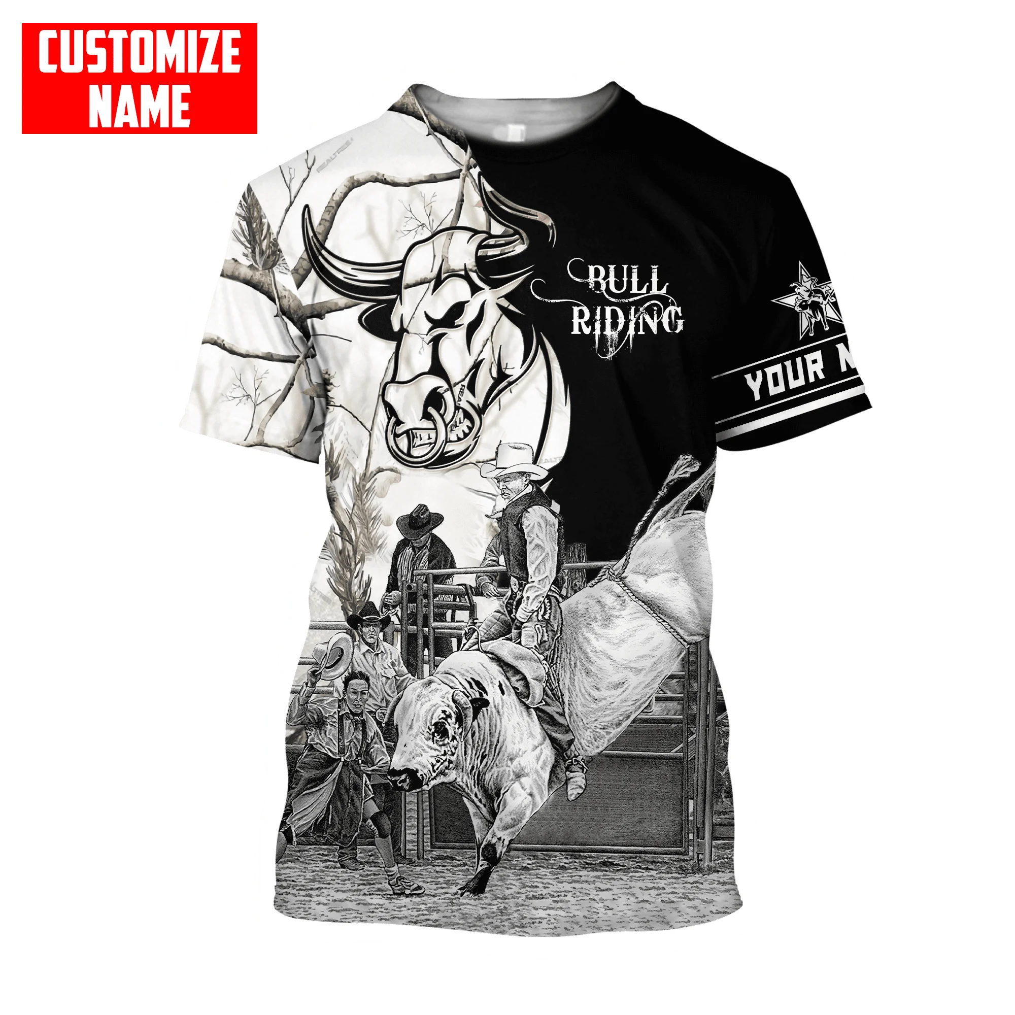 2022 sommer Mode herren t shirt Personalisierte Name Bull Reiten Tattoo 3D Gedruckt Unisex T-shirt straße Beiläufige sport T-shirt DW45 – Detail 12