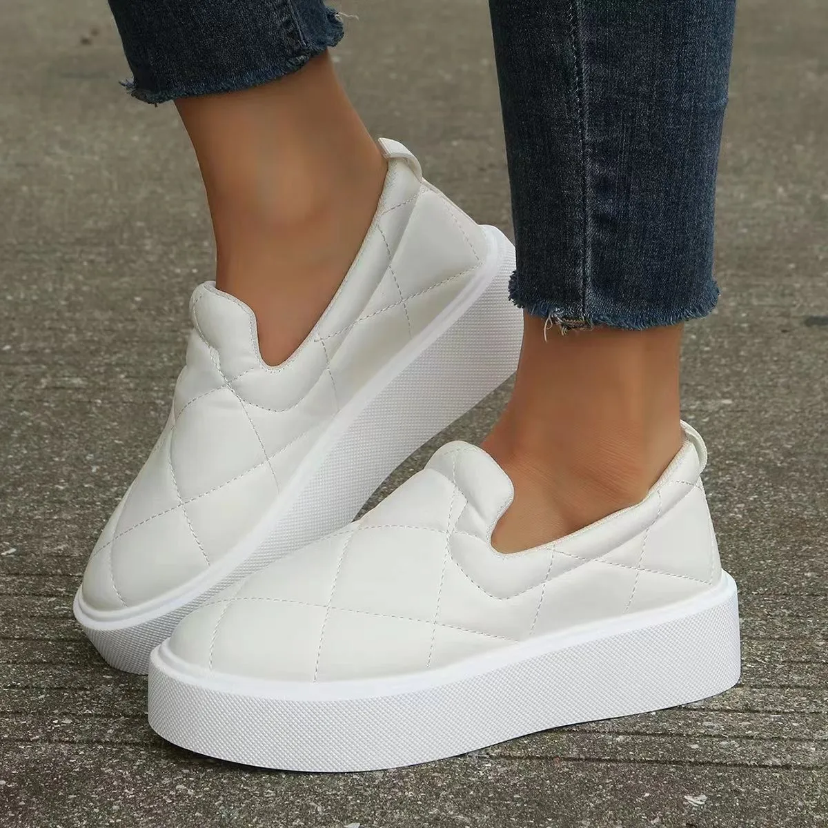 Women's Casual Shoes Spring New PU Leather Medium Heel Platform Shoes 2023 Outdoor Light Cover Sport Walking Shoes Women's Shoes