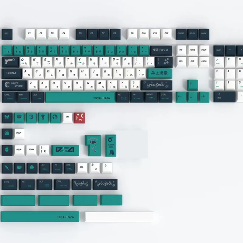 Lycoris Recoil Pbt Keycap Design Personalizado Cereja Perfil Dye Sublimação 140 Chaves para Outemu Gateron Ttc Kailh Cereja mx Interruptor