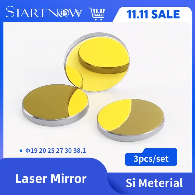 Startnow 3pcs/lot Si CO2 Laser Mirrors D19mm 20 25 27 30 38.1 Silicon Laser Reflective Lens For 80W Cutting Machine Accessories 1