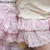2024 Faldas Mujer De Moda Japanese Summer Skirt Women High Waist Jupe Kawaii Embroidery Fashion Plaid Mini Y2k Pink Cute Skirts 3