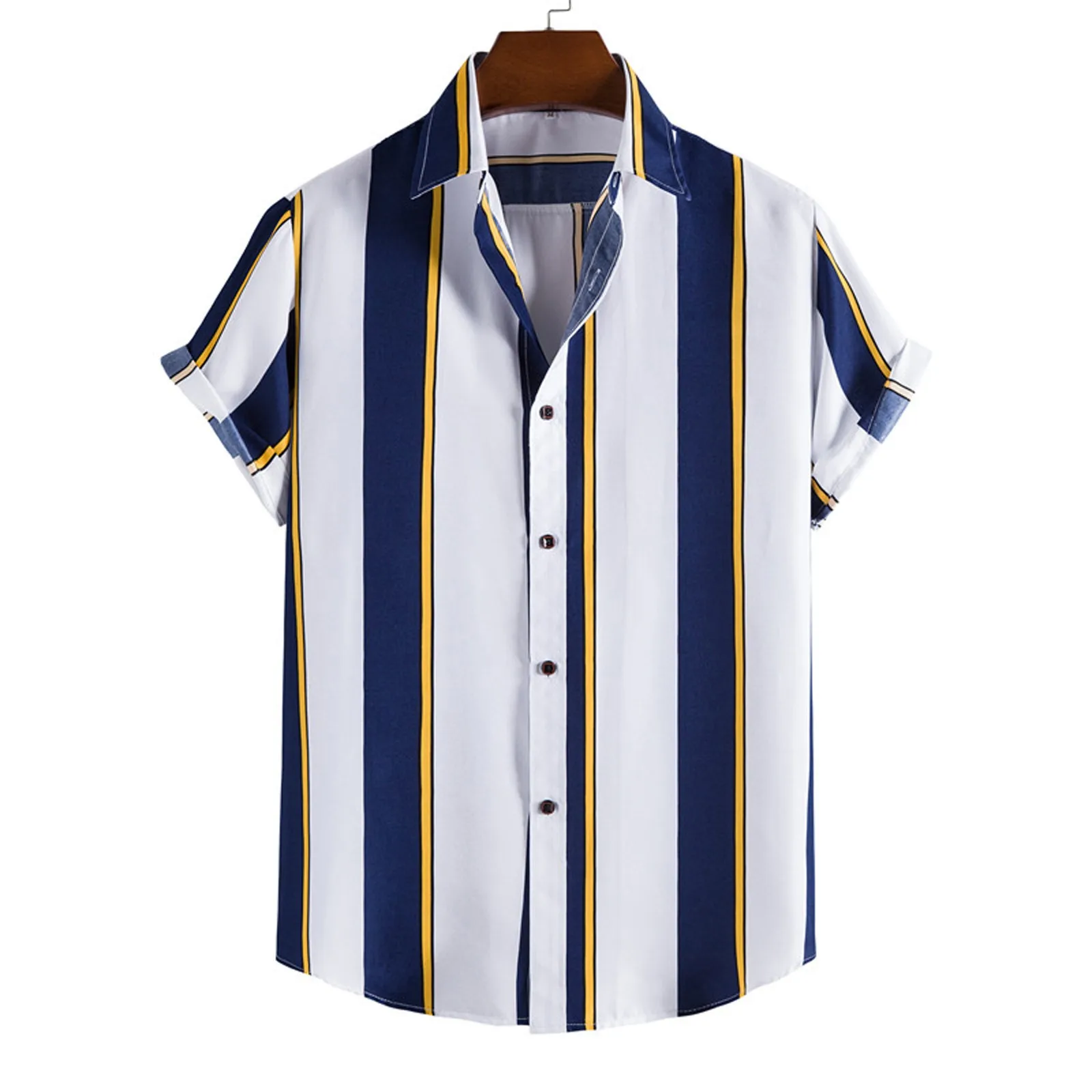 56832-904654.jpg New Stripe Shirts For Men Cotton Linen Print Short Sleeve Button Shirt Blouse Top Mens Fashion Vintage Clothing Camisa Hombre - Image 1