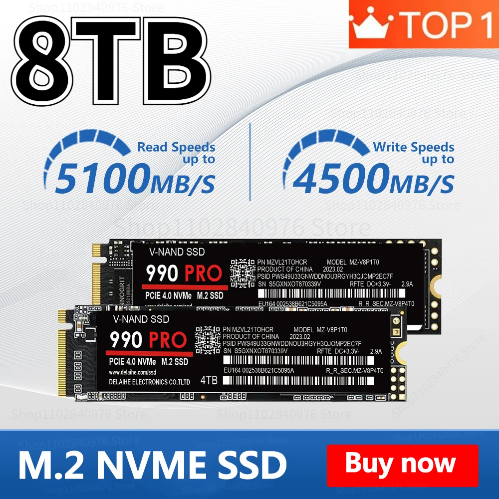 990PRO 4TB Hard Drive Disk NVME Ｍ2 SSD 1TB High-speed NMVE M2 SSD Drive PCIE 4.0 Solid State Drive Internal Hard HDD for Laptop