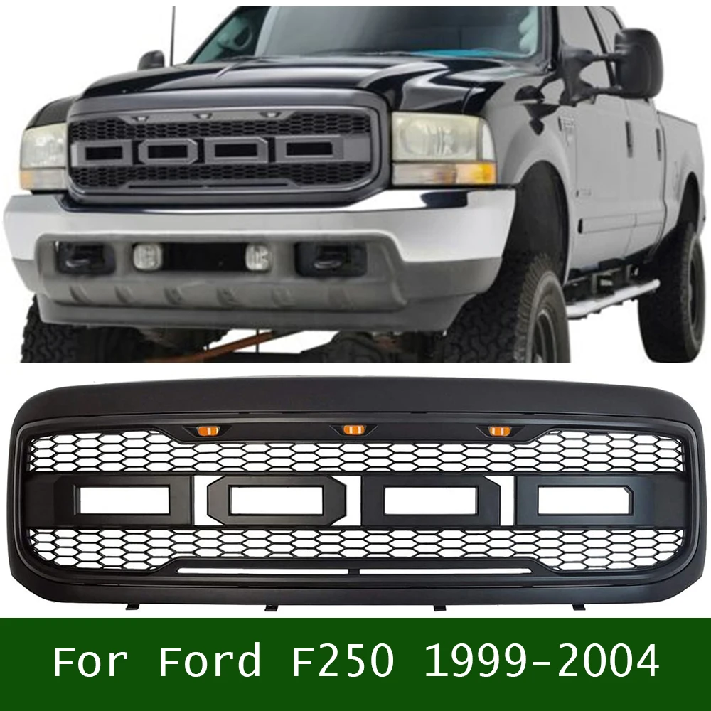 

For Ford F250 1999-2004 Raptor Grilles Cover Accessories High Quality ABS Honeycomb Mesh Bumper Grille Pickup Racing Grill Fit