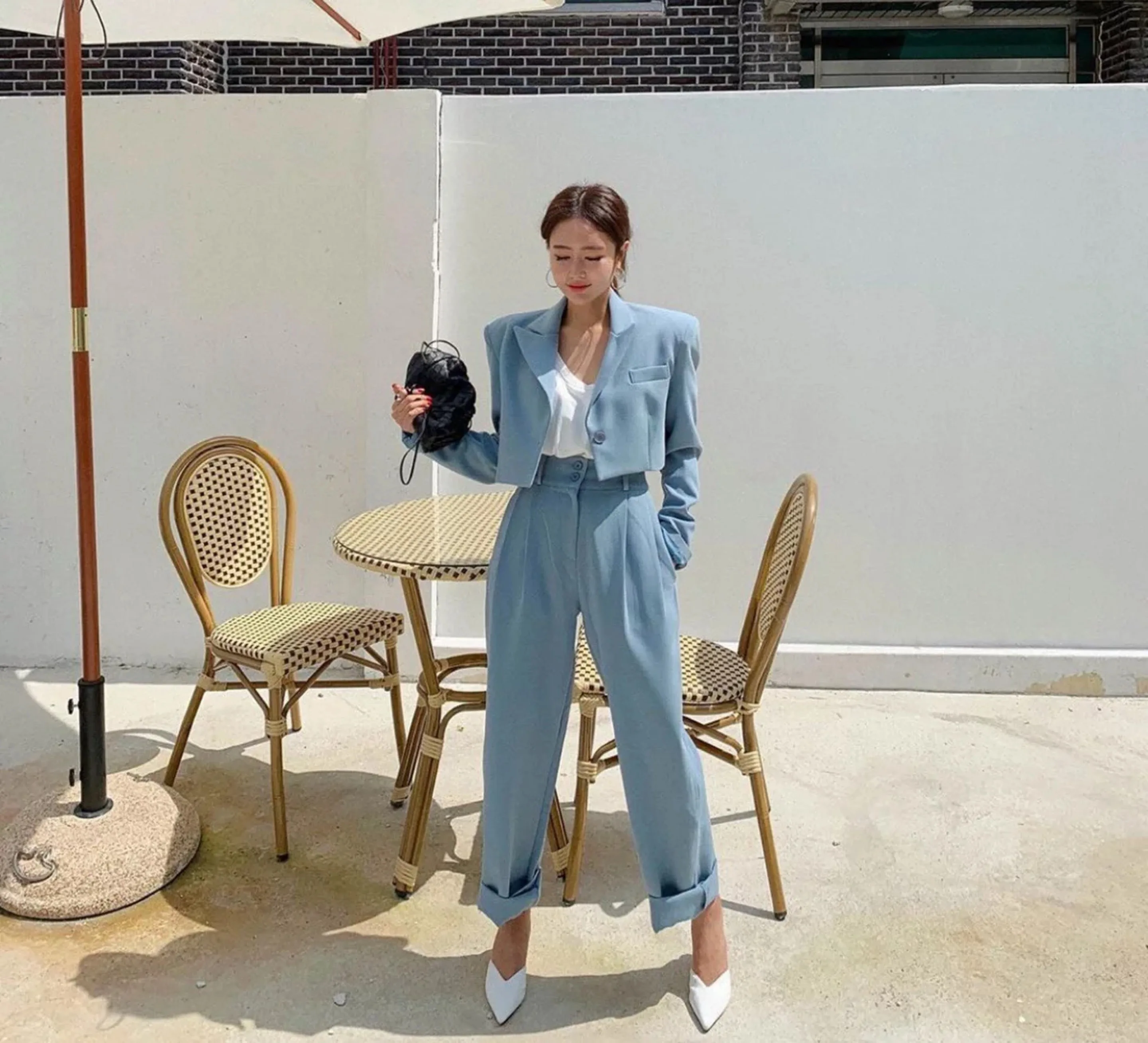 

New Tailleur Femme Pantalon Et Veste Elegant Mainland China Two Piece Sets Womens Outifits Slight Strech Two Piece Set Women