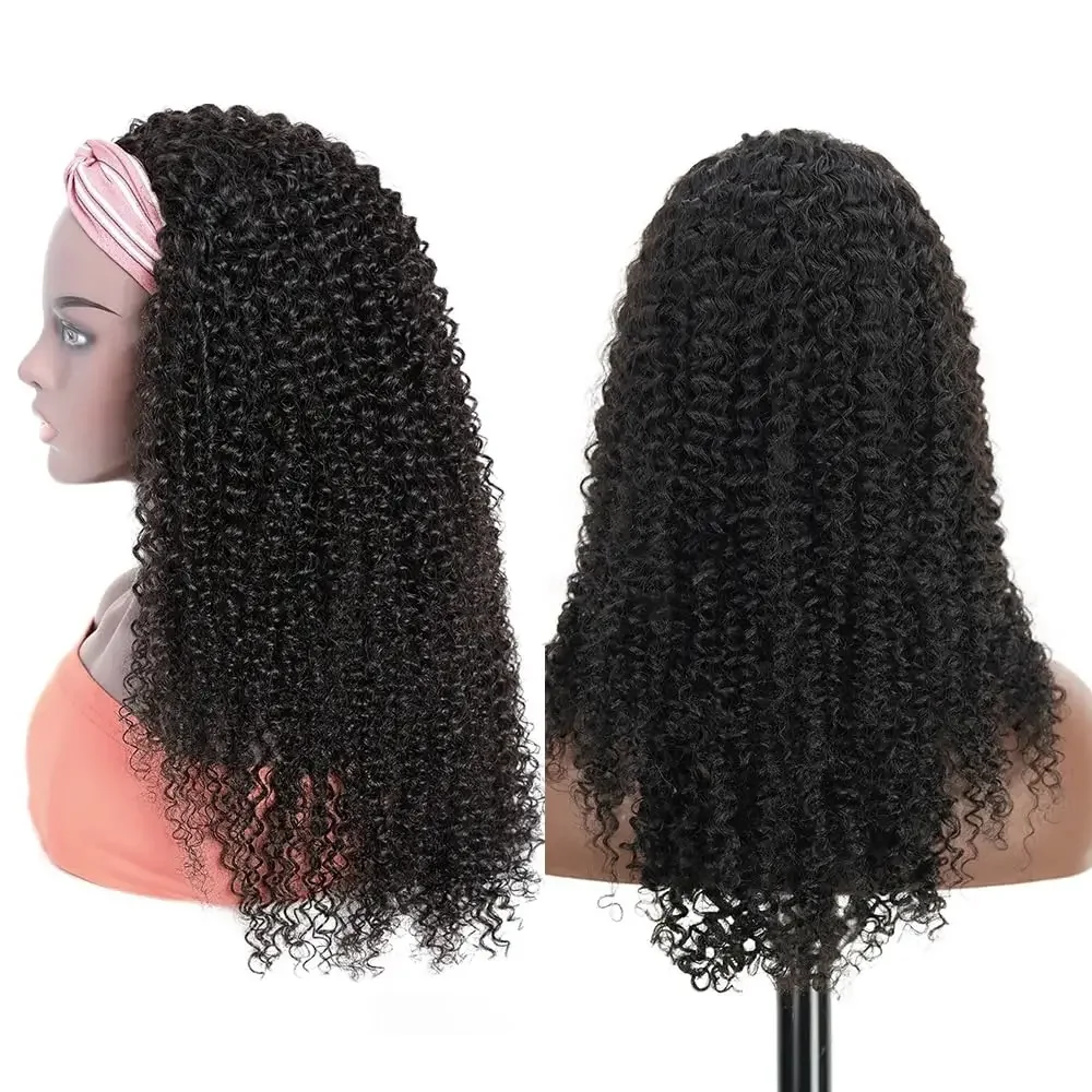 Human Hair Wigs Headband Wig Brazilian Human Hair Curly Wigs 180% Density