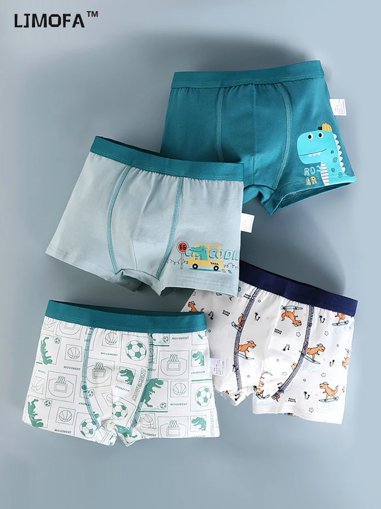 

LJMOFA 4 Piece Kids Boys Underwear Soft Toddler Shorts Panties Cartoon Dinosaur Briefs For Infant Children Teen Underpant B191