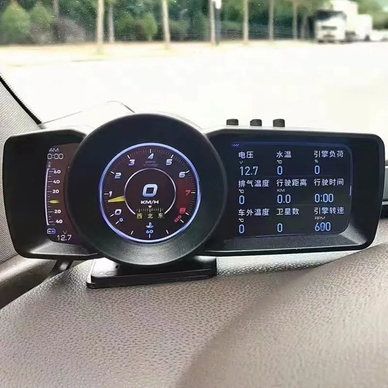Car HUD Multi-Function Dashboard Head Up Display OBD2+GPS Smart Speedometer Auto Gauge Alarm System Turbo Boost.A600 AP-7