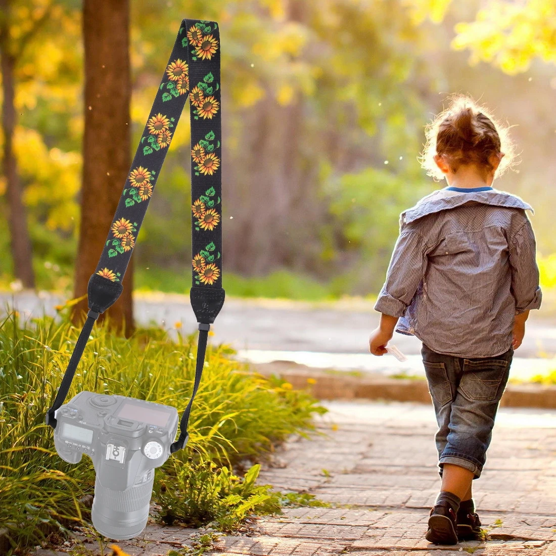 PULUZ Retro Ethnic Style Multi-color Series Sunflower Shoulder Neck Strap Camera Strap for SLR / DSLR Cameras