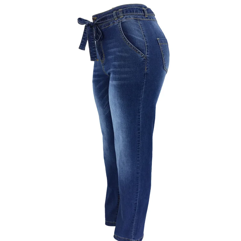 WUYAZQI Women's pants high waist wide leg straight pants tight hip belt women's jeans casual fashion denim joggers women straight jeans