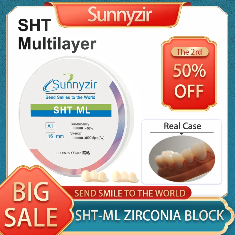 

Sunnyzir SHT+ML (Super High Translucent Multilayer) Zirconia Block Denture Restoration Material for Dental Lab Cad Cam System