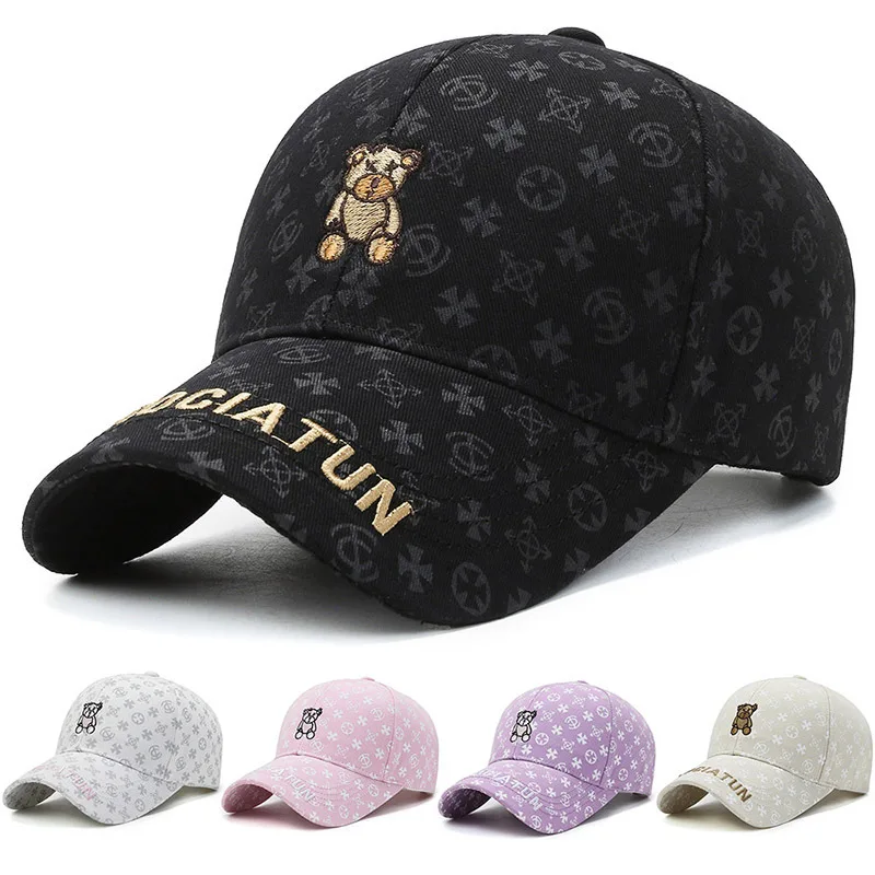 

Little Bear Baseball Women's Cap Embroideredhat New Man Bone Solid Animal Cartoon Cotton Baseballs Female Stretch Kpop Gorras