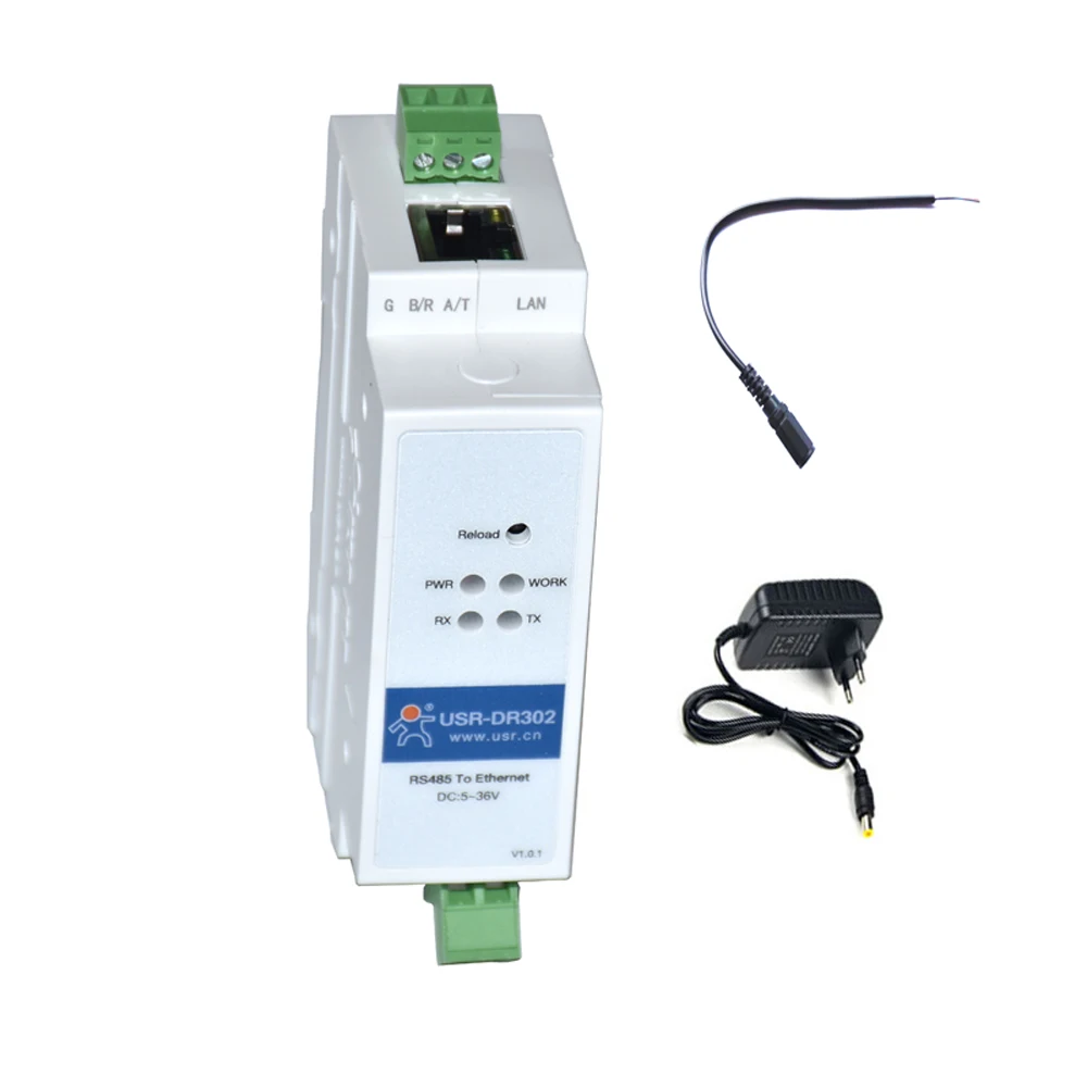 USR-DR302 DIN-Rail RS485 Serial to Ethernet Converter Bidirectional Transparent Transmission Between RS485 and RJ45 dc 5v industrial usb to rs485 communication module tvs protection u485 ch340 bidirectional half duplex serial line converter