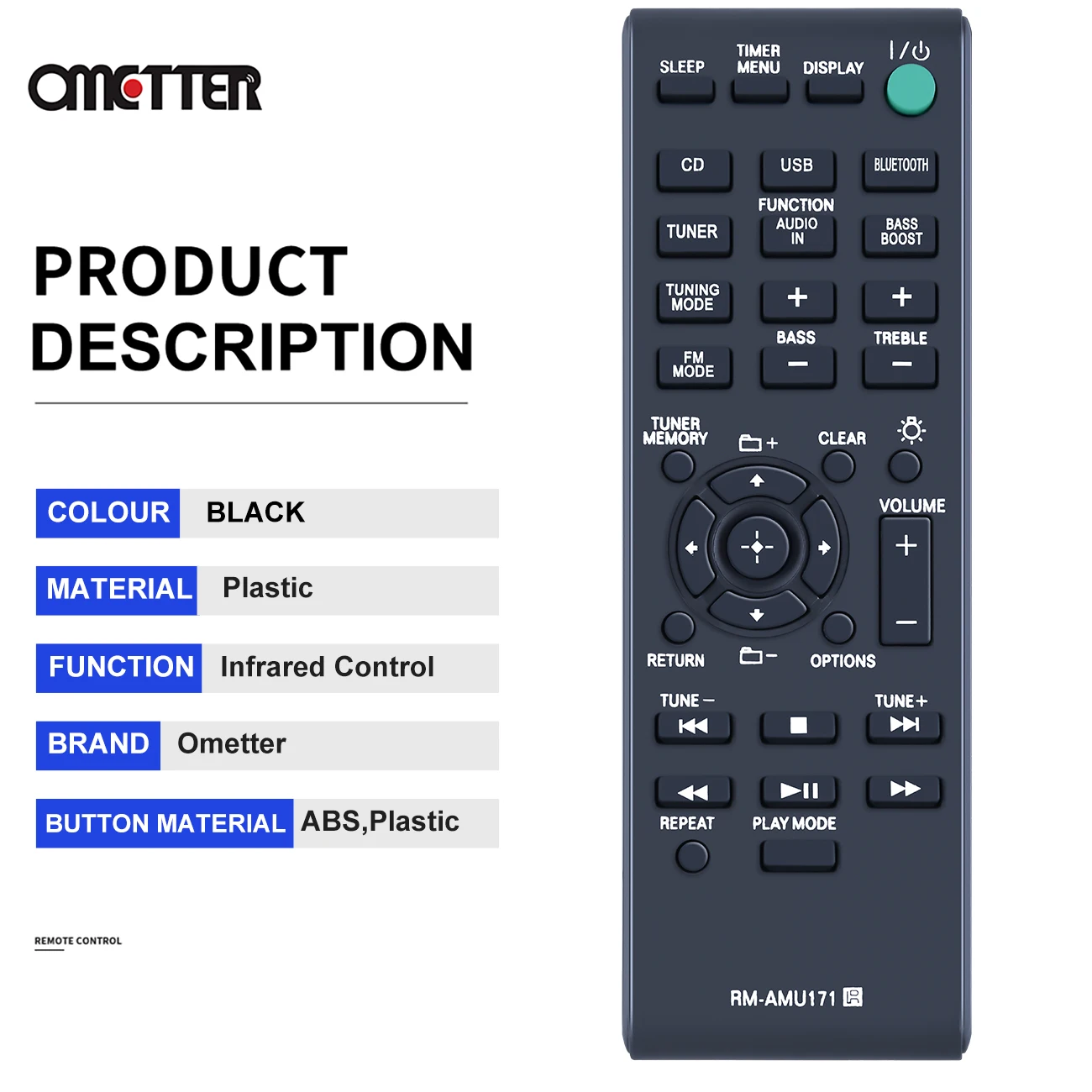 RM-AMU171 Fit for Sony Remote Control Hi-Fi Stereo Audio System CMT-BT60  CMT-SBT100 CMT-BT60B CMT-BT80W HCD-SBT100B CMT-BT80WB C