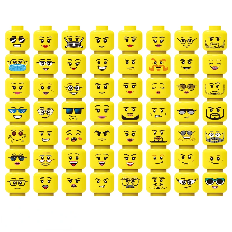 

Фигурки городских друзей 3626, выражение лица печати кубики MOC, аксессуары, строительные блоки для мужчин и девочек, часть тела, голова, игрушки для детей