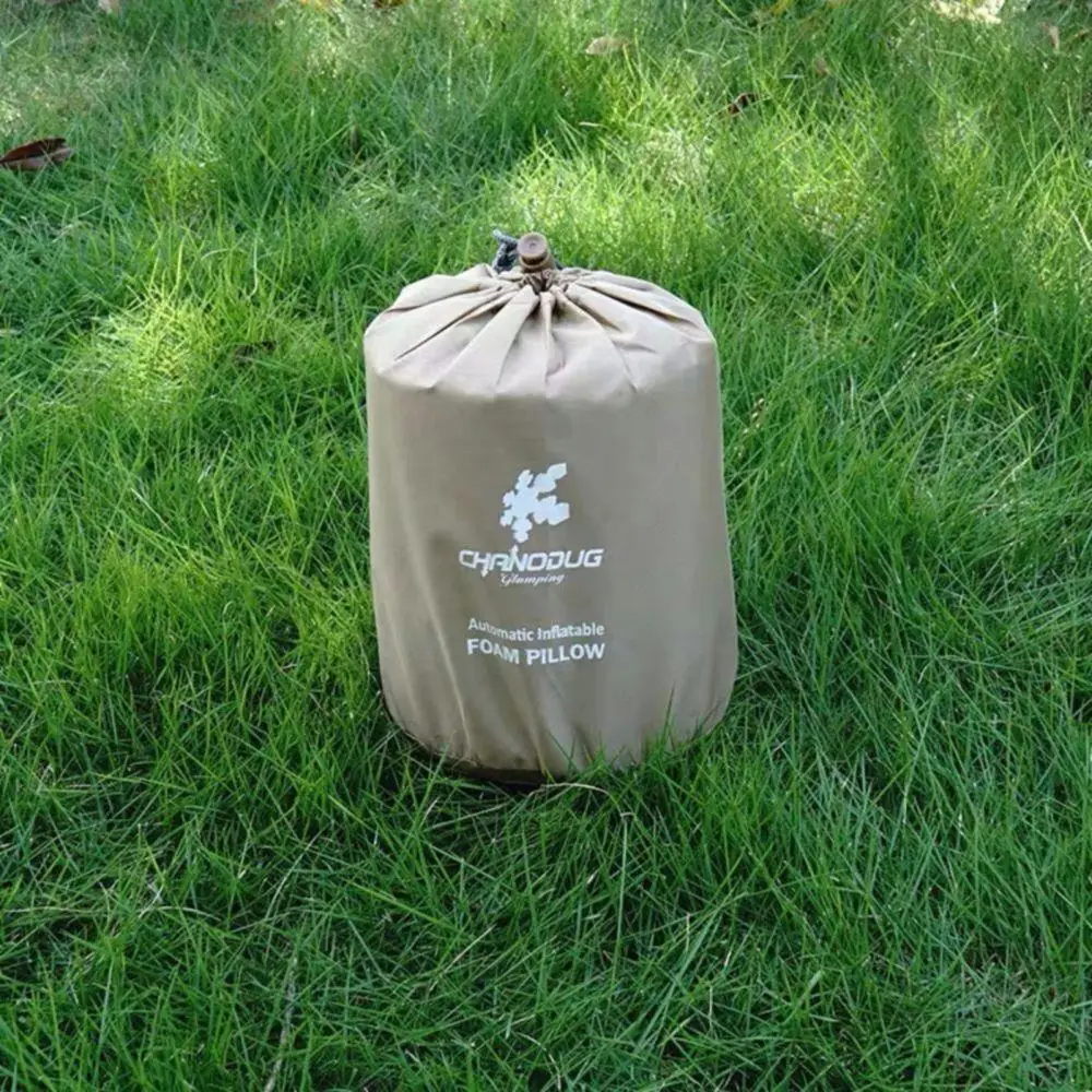 Self Inflating Camping Pillow 3D Ergonomic Support Gold