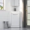 26" Corner Bathroom Vanity Sink Combo for Small Space Freestanding Cabinet with Resin Sink and Matte Black Faucet ﻿ 3