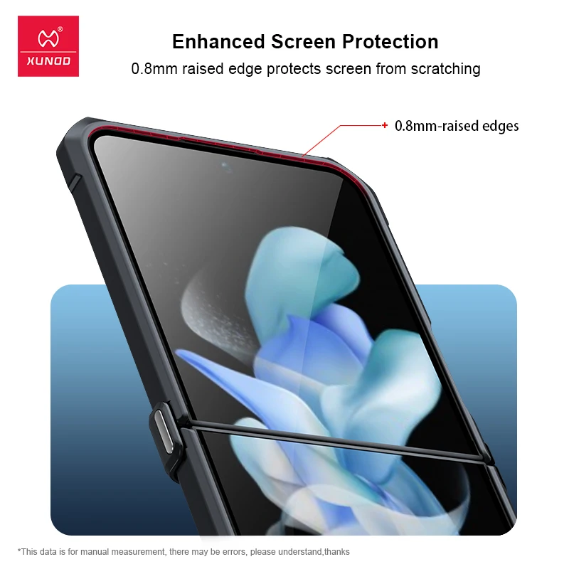 Xundd For Samsung Galaxy Z Flip 5 Z Flip 6 5G Case Airbag Shockproof Shell PC+TPU+Glass Back Clear Cover For Flip5 z플립 5 케이스 3